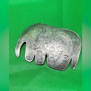Silver tin Elephant Brooch